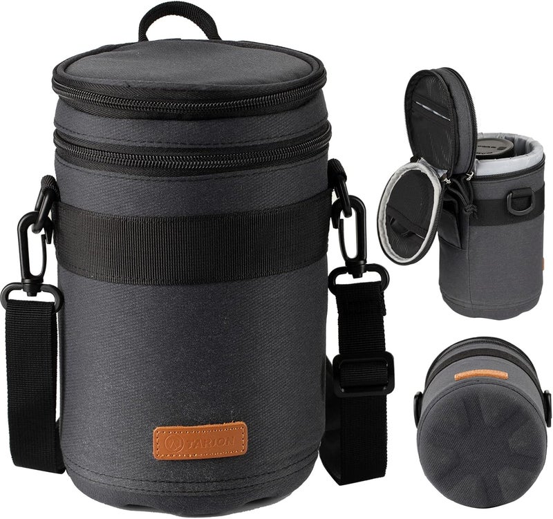 TARION Camera Lens Case Holder - Fits Lenses up to 6.9 Inch Height - Shockproof Pouch with Shoulder Strap - Water Repellent Nylon Bag - HLB-XL - Image 1